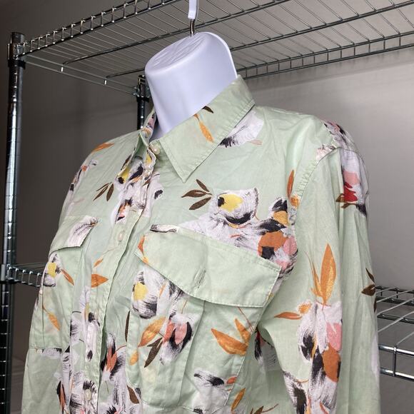 Lauren Ralph Lauren Sage‎ Green Floral Button Up Shirt Size L Cottagecore Fairy - Picture 13 of 16